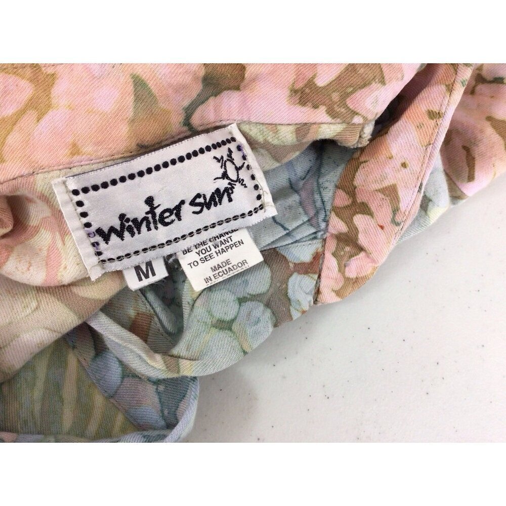 Winter Sun Floral Shirt Boho Lagenlook Womens Medium - Picture 5 of 6